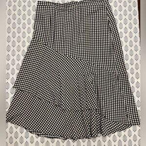 ELLE Gingham Bias B/W Bias Tiered Ruffle Skirt | Size xxx